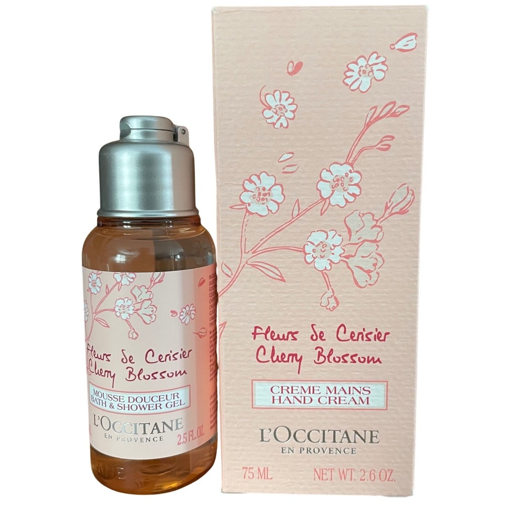 NEW L'Occitane Cherry Blossom‎ Hand Cream 2.6 oz and Shower Gel 2.5 oz Set